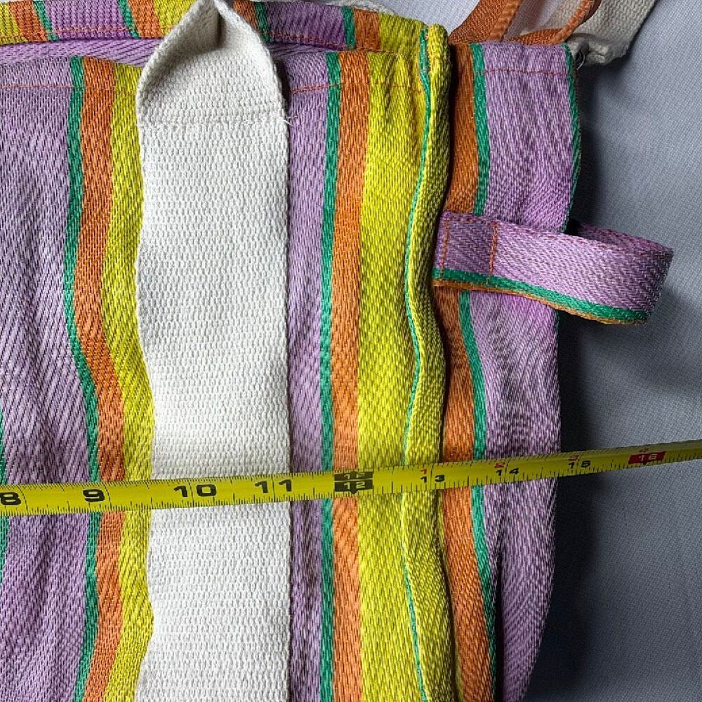 BDG Urban Outfitters Serena Mesh Tote Bag Purple Orange Striped - Picture 6 of 8
